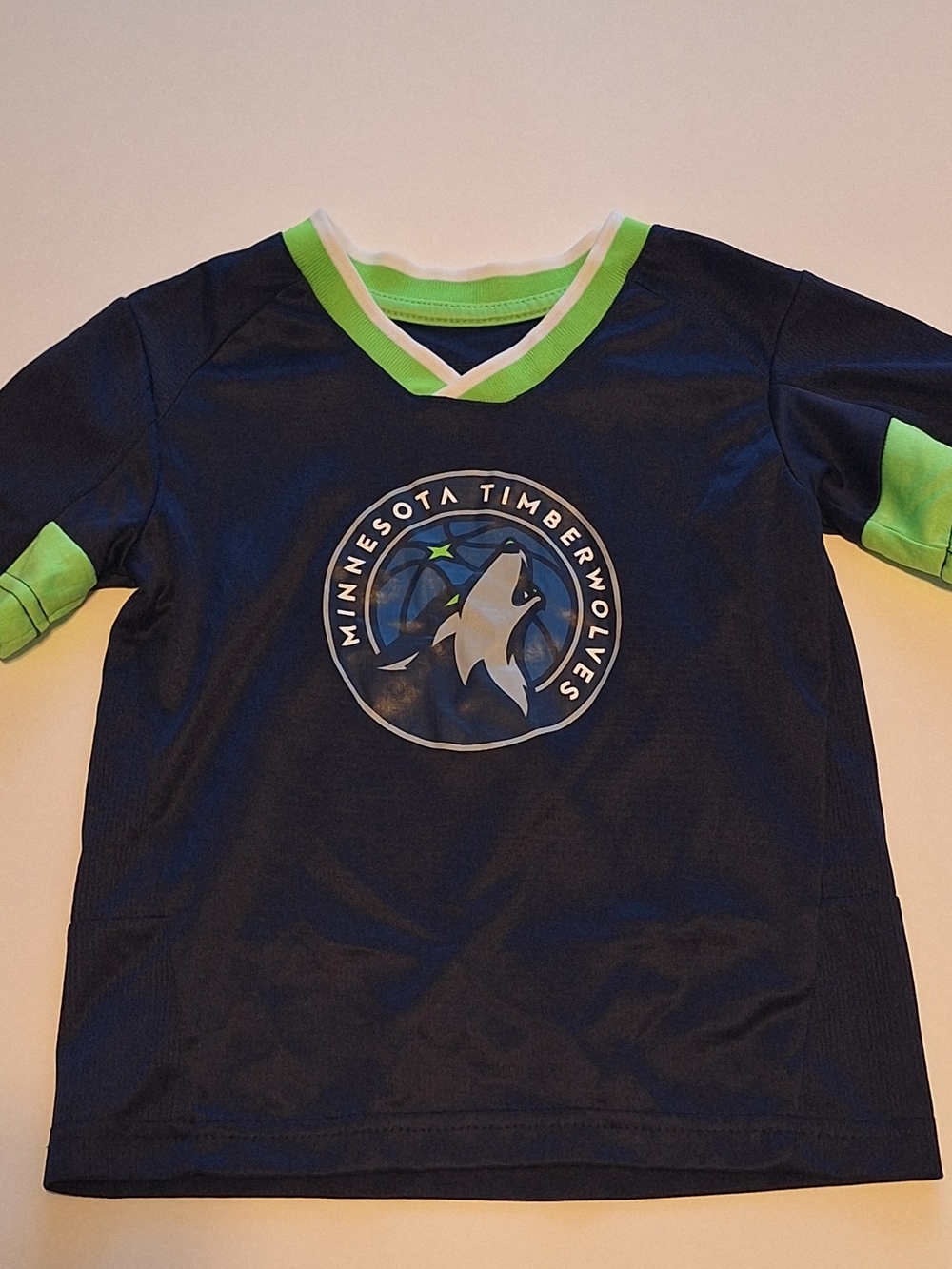 NBA Minnesota Timberwolves Navy and Neon Green Kids Jersey Tee
